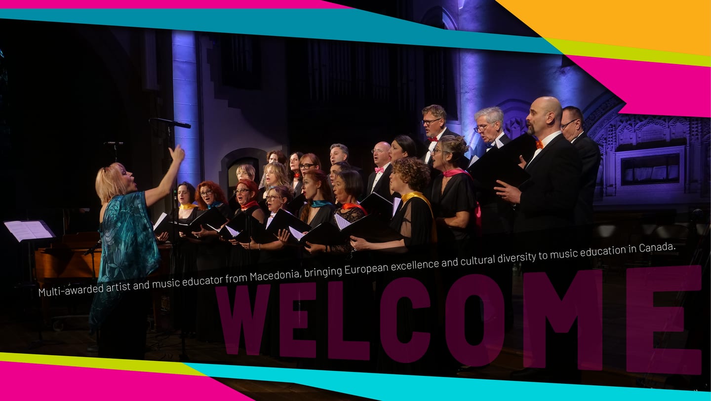 Choir Eklektika performing on stage, conducted by Ema Lale